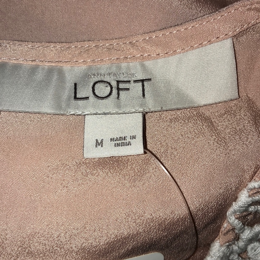 Ann Taylor LOFT Tan & White Top M - Picture 5 of 6
